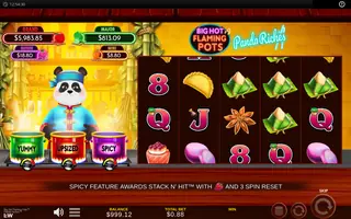 Big Hot Flaming Pots Panda Riches – Feature in play
