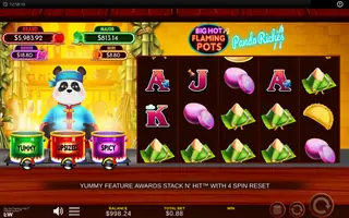 Big Hot Flaming Pots Panda Riches – Feature in play
