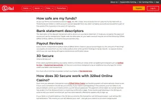 32Red Casino – Payments page