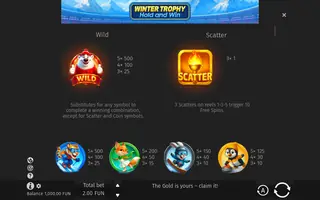 Winter Trophy Hold and Win – Paytable