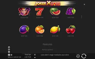 Joker X Love – Paytable