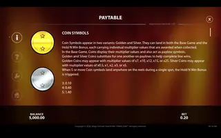 Mega Fortune Hold ‘n’ Win – Paytable