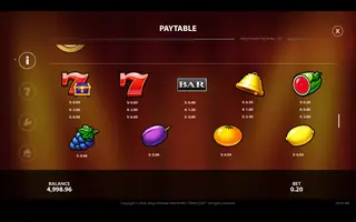 Mega Fortune Hold ‘n’ Win – Paytable