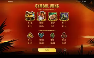 Primate King – Paytable