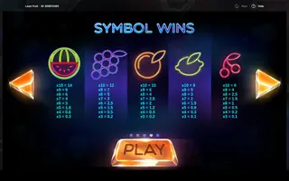 Laser Fruit – Paytable
