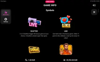 Only Spins – Paytable