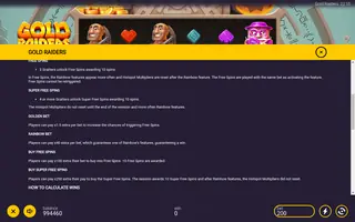 Gold Raiders – Game rules