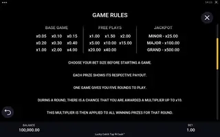 Lucky Catch Tap N Cash – Game rules
