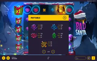 Bad Santa – Paytable