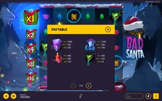 Bad Santa – Paytable