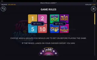 Wheel of Winners Link&Win – Game rules