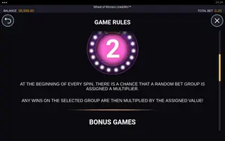 Wheel of Winners Link&Win – Game rules