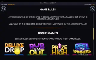 Wheel of Winners Link&Win – Game rules