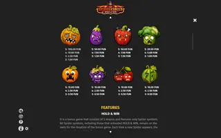 Spider Circus Hold and Win – Paytable