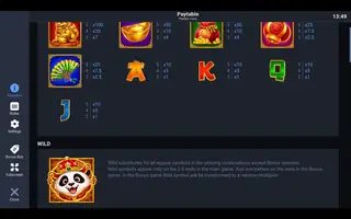 Panda’s Coins – Paytable