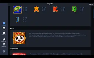 Panda’s Coins – Paytable