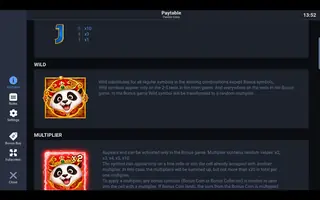 Panda’s Coins – Paytable