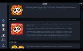 Panda’s Coins – Paytable
