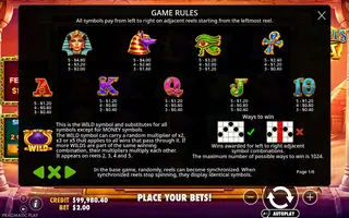 Jewels of Ra – Paytable