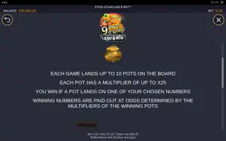 9 Pots of Gold Land & Win – Game rules