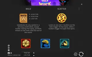 Wild Wick – Paytable