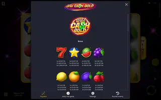 Wild Cash Gold – Paytable