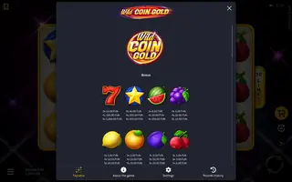 Wild Coin Gold – Paytable