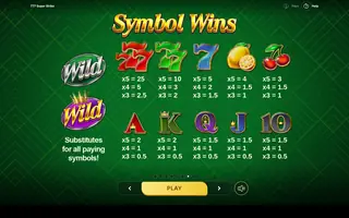777 Super Strike – Paytable
