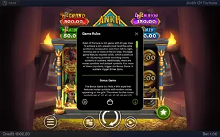 Ankh of Fortune Hold+Win – Game rules