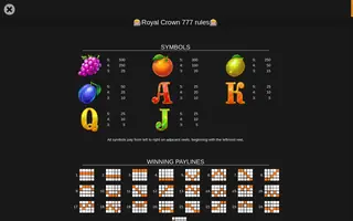 Royal Crown 777 – Paytable