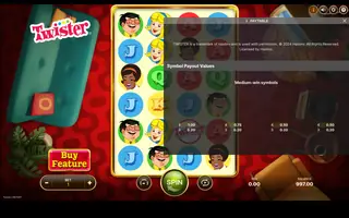Twister – Paytable