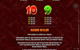 Wan Guan – Paytable