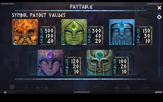 Asgardian Stones – Paytable