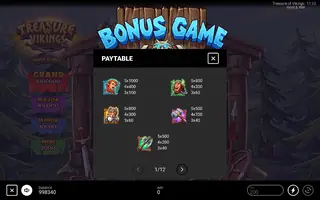 Treasure of Vikings: Hold & Win – Paytable