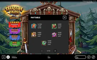 Treasure of Vikings: Hold & Win – Paytable