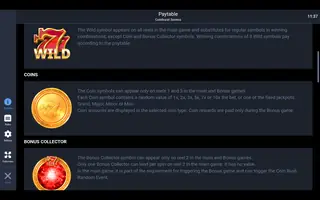 Coinburst Sevens – Paytable