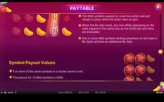 Berryburst – Paytable