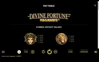 Divine Fortune Megaways – Paytable