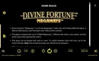 Divine Fortune Megaways – Game rules