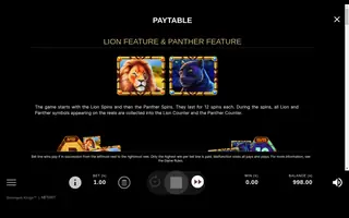 Serengeti Kings – Paytable