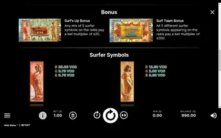 Wild Water – Paytable