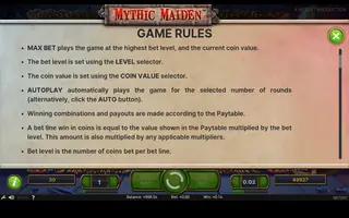 Mythic Maiden – Game rules