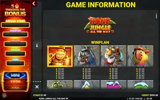 Kong Jungle All The Way – Paytable