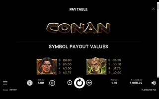 Conan – Paytable