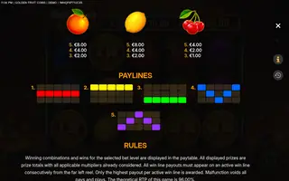 Golden Fruit Coins – Paytable