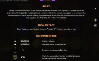 Golden Fruit Coins – Game rules