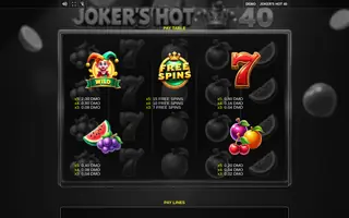 Joker’s Hot 40 – Paytable
