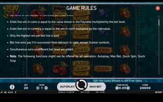 Fruit Spin – Game rules