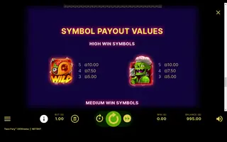 Taco Fury XXXtreme – Paytable