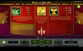 Excalibur – Paytable